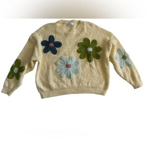 Women’s crochet flower cozy sweater size M granny core hippie boho‎ artsy